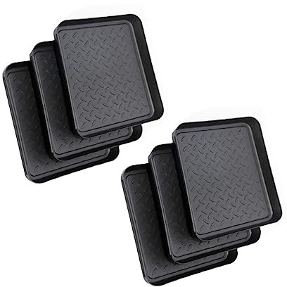 MAGICLULU 6pcs Shoe Tray Black Utility Shoe Mat Mud Room Boot Trays Shoes Drying Mat Pet Bowl Mats Square Plant Pot Bases Shoe Storage Tray Floors Tray Shoe Mat Tray Flowerpot Insole Plastic