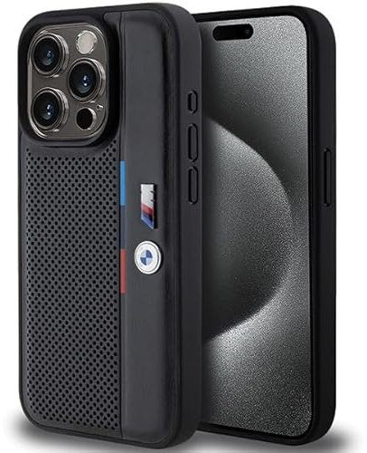 CG MOBILE BMW BMHCP15X23PUPVK Hülle für iPhone 15 Pro Max 6.7 Schwarz hardcase Perforated Tricolor Line