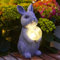 Yeomoo Kaninchen Figuren mit Solar Ball Deko Wohnzimmer Gartendeko: Hase Gartenfiguren Geschenke für Frauen Mama Geburtstag Wetterfest Deko für Draußen Zimmer Garten Balkon Terrassen Dekoration Grau
