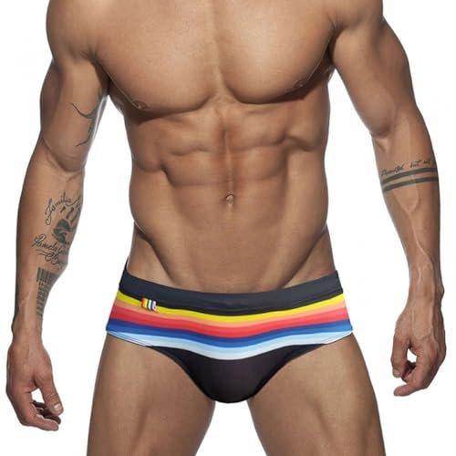 RQPYQF Costume Slip Uomo, Costume Mare Uomo Slip Piscina Costume Nuoto Slip Costume Uomo Swimming Brief Coulisse Regolabile Taglia M - XXL YK2412 (Nero, Nero)