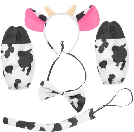 GALPADA Conjunto de Disfraz de Vaca Lechera para Niños Y Niñas Diadema con de Animal Pajarita Tocado de Fiesta Suministros de Cosplay