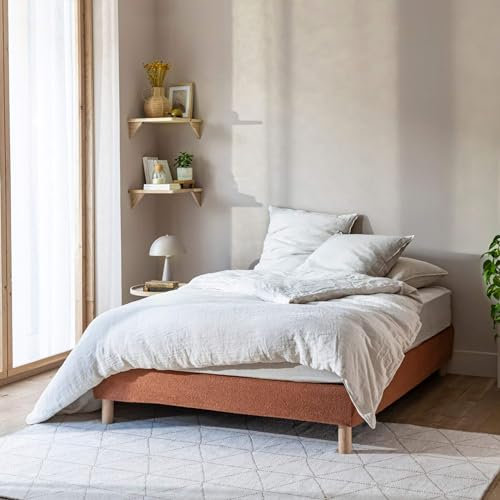Cache-sommier Bouclette intégral Terracotta 160x200