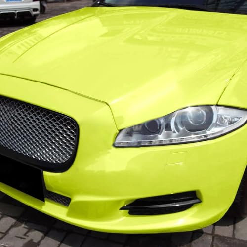 Rotolo di adesivo in vinile per auto, giallo fluo, lucido, 30 x 152 cm, facile ed elegante (giallo fluo)