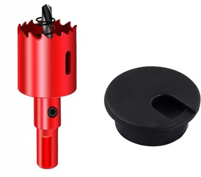 IUSOT 12 passacavo da scrivania, 35 mm, colore nero, con 1 sega a tazza, per tavolo, ufficio e postazione di lavoro a casa, tavolo rotondo per piani di lavoro