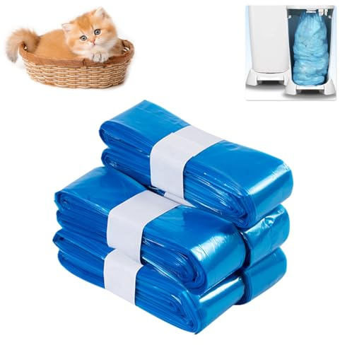 Rongxze 5 Pack Sacs de Recharge pour Litière pour Chat, 4.5m Recharge Poubelle a Couche, Seaux à Couches Sac de Recharge Compatibles avec Tous Types de Recharges pour Chat, Couches Bébés