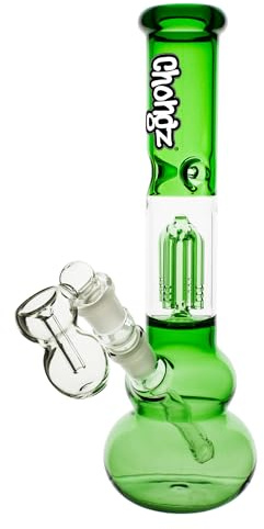 Chongz Glass 30cm 4mm Vegas Percolator Waterpipe bong (Emerald Green Accents)
