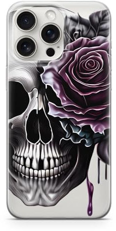 Sunny-Case Handyhülle TPU Transparent Skull Roses Darkart M2 Gothik Skull SCHÄDEL Bumper Hülle kompatibel mit iPhone 15