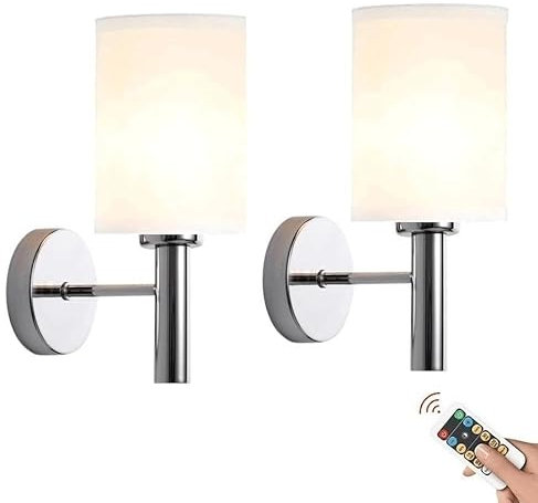 Cordless Wall Lights Rechargeable Battery Operated Wall Sconce Set Of 2, Not Hardwired Wall Sconce Dimmable USB Charging, Wireless Wall Sconce Battery Powered Fabric Wall Lamp for Bedroom Living Room(