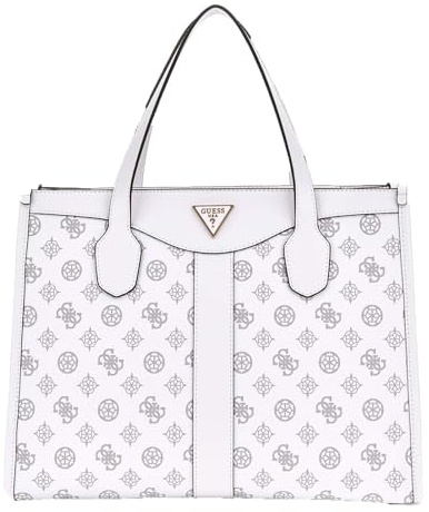 GUESS Silvana Two Compartment Tote White Logo