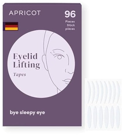 Apricot Schlupflider Stripes Unsichtbar, Schlupflid Tape Streifen zum Augenlid Lifting ohne OP, Eyelid Tape (unsichtbar, wasserfest, double eyelid lifting tapes) Augenlid-Tape 96 Stk. (S/M)