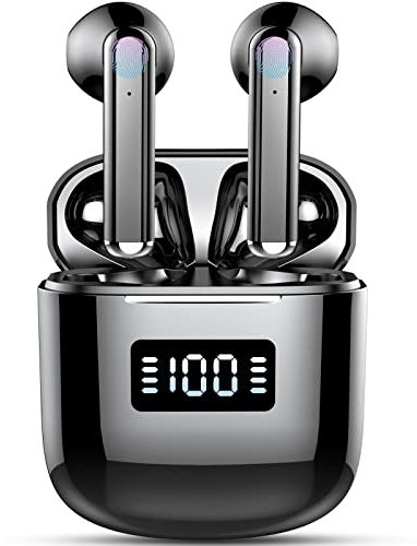 Wireless Earbuds, Wireless Headphones Bluetooth 5.3 Earbuds with 4 Mics, 2025 Bluetooth Headphones In Ear Buds Sport, IP7 Waterproof ENC Noise Cancelling Earphones, HiFi Stereo, LED Display, Black