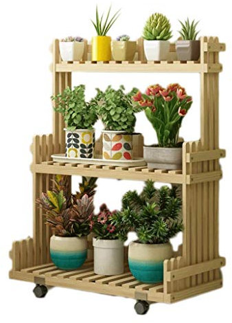 WZWTYSM Pflanzenständer, Blumenregal Holz Mehrschichtig Innen- Und Außenbalkonregal Dekoration Garten Wohnzimmer Leiter Blumentopfregale/Holzfarbe B / 80Cm