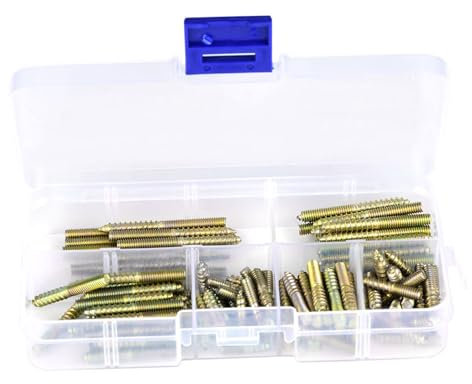 Double Ended Screws, 110pcs M4 Dowel Screw for Curtain Pole Ends Woodworking Furniture Connector Hanger Bolt 1 4 20