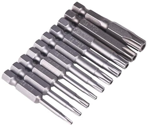 10 Stück 50mm Torx Bits Schraubendreher Set Magnetisch Sternenkopf Schraubenziehe Set S2 Stahl Stahl-Sechskantschaf Elektrischer Schraubendreher T8 - T45