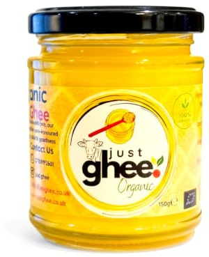 Just Ghee Certified Organic Grass-Fed Ghee 150g | Pure Clarified Butter | High Smoke Point Cooking Fat | Handcrafted in the UK | Keto, Paleo & Ayurvedic Friendly