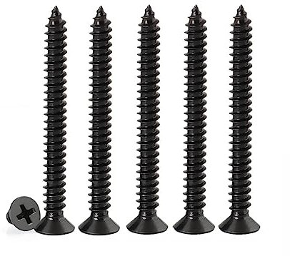 Black Self Tapping Screws for Wood,50pcs M4 x 40mm 304 Stainless Steel Flat Head 10mm screws for Furniture and Drywall (M4 x 40mm 50PCS)