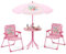GOPLUS Ensemble Salon de Jardin Enfant 4 PCS, Table Pique-Nique Enfant avec 2 Chaises Pliante, Parasol Réglable en Hauteur, Charge 75KG, Table Exterieur pour 3-6 Ans (Sirène Rose)