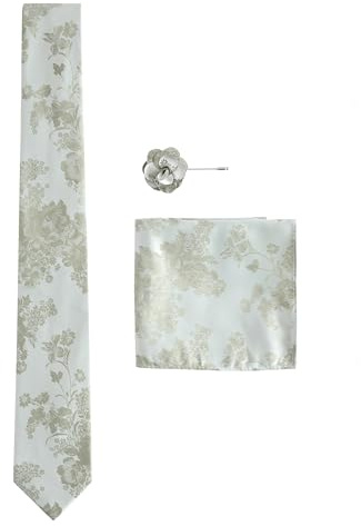 NEXT Herren Standard Krawatte mit Blumenprint und Einstecktuch, Set