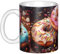 Gpkgsigt Bella tazza in ceramica con stampa di ciambelle, per cappuccino, latte, cereali, yogurt, latte, bevande calde o fredde Forno a microonde