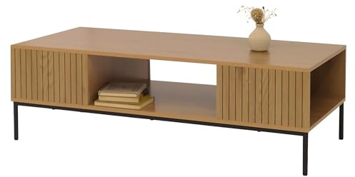 Mendler Couchtisch HWC-O39 Melamin MDF 39x120x60cm - Natur | Tisch, Sofatisch, Beistelltisch, Ablage, Fächer