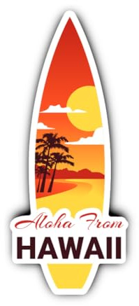 Aufkleber: 200 mm, 1 Stück - Surfboard Aufkleber Vinyl Aloha From Hawaii Souvenir Reise wetterfest 20 cm