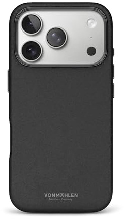VONMÄHLEN Like Leather Case – Luxuriöse Hülle aus veganem Leder, kompatibel mit iPhone 17 Pro und Mag-Safe, umweltbewusst und elegant - Black