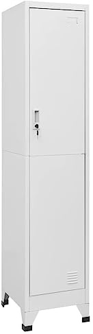 Ziaphsol Schließfachschrank 38x45x180 cm, robuster Stahl Spind mit abschließbarer Tür, Einlegeboden, Kleiderstange, Belüftung, ideal für Büro, Umkleide, Grau