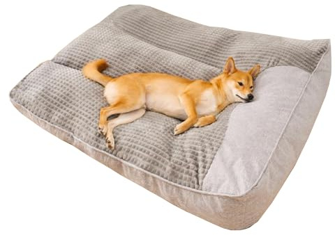 Hruile Orthopädisches Hundebett Grosse Mittelgroße Hunde, Rutschfestes Kuscheliges Hundekorb, Hundesofa, Waschbar Hundekissen, Weiche Polsterung, Abnehmbar Hundekorb (120x95x21cm,Hellgrau)