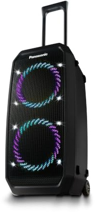 Panasonic SC-BMAX30 Altoparlante Portatile per Feste Bluetooth, Luci Integrate, Porta Bass Reflex, 320W, 14h Autonomia, USB, IPX4, Ingressi Chitarra e Microfono per Karaoke, Nero