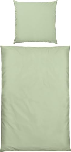 Erwin Müller Bettwäsche, Bettgarnitur Mako-Satin Landshut, 100% Baumwolle - seidiger Glanz, mit praktischem Reißverschluss - Jade Größe 80x80 cm / 135x200 cm