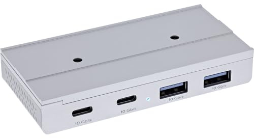 InLine 4-Port Magnetic USB Hub, 2X USB-C, 2X USB-A, USB 3.2 Gen.2, bis zu 10 Gb/s, magnetisch oder verschraubbar, Aluminiumgehäuse, 35395M