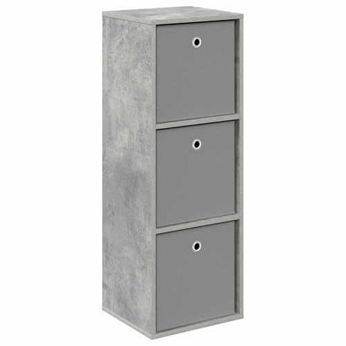 vidaXL Sideboard mit Schubladen Beton Grau 35 x 32 x 99,5 cm, Wohnzimmer Sideboard, modernes Design, Robustes freistehendes Regal, ordentlich und elegant
