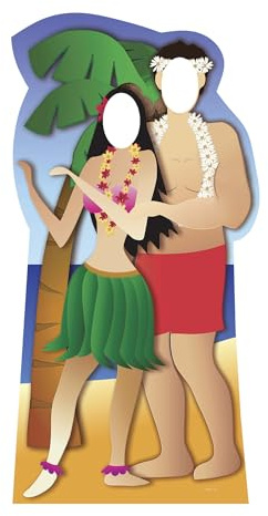 STAR CUTOUTS Ltd SC42 Hawaii-Paarständer aus Karton, ideal für Tropische Strandpartys und Veranstaltungen, 190 cm hoch, Stern, Mehrfarbig