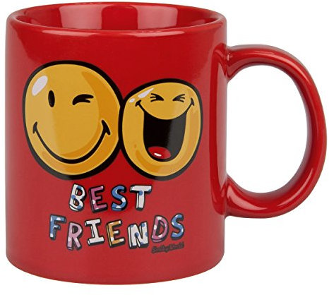 Könitz Henkelbecher Smiley Best Friends - Keramik, Henkelbecher, Henkel, 900 ml, 1 Stück, Rot, Zuhause