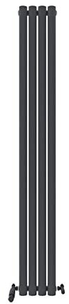 iBathUK Strata Tall Vertical Radiator, Single Oval Panel Radiators, 1800x240mm Slim Radiator, Wall Mounted for Bathroom,Kitchen,Living Room- White
