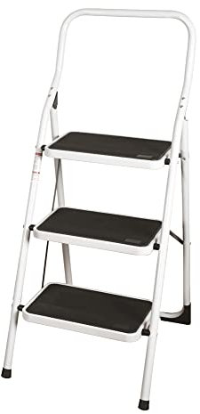 VERDELOOK | Sgabello Step in Metallo 123x48x7 cm, 3 Gradini, Scaletta per Uso Domestico, Richiudibile