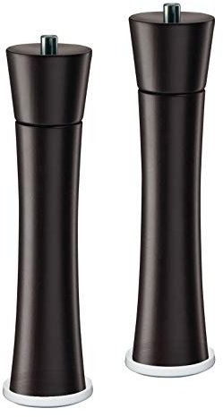 Zassenhaus Set Salzmühle und Pfeffermühle Frankfurt Wenge 30 cm mit Untersetzer aus Porzellan