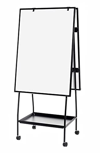 Bi-Office Mobile Easel Creation Station, Magnetic Double sided, Black Aluminium Frame, 170 x 77 x 60 cm