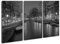 Leinwandbild Kanal in Amsterdam bei Nacht, romantisch und still Format: 120x80cm (3Teilig) Effekt:Schwarz&Weiß XXL Kunstdruck Bild auf Holzrahmen/Wandbild/Wohnzimmer Dekoration