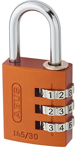 ABUS Zahlenschloss 145/30 Orange - Kofferschloss, Spindschloss u. v. m. - Aluminium-Vorhängeschloss - individuell einstellbarer Zahlencode - ABUS-Sicherheitslevel 3