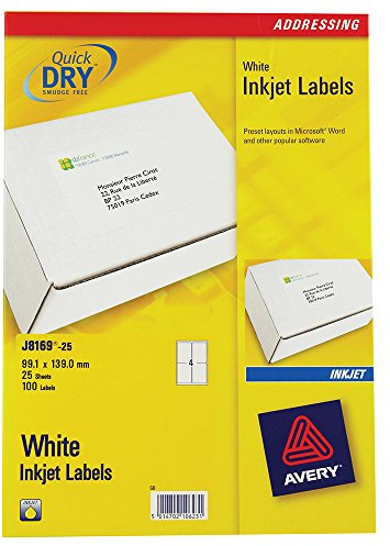Avery J8 Quick Dry Etiketten 99.1 x 139 weiß