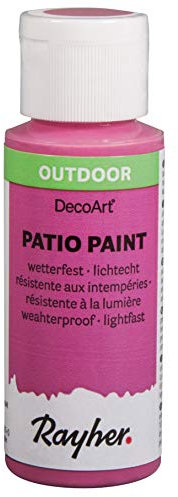 Rayher 38610267 Patio Paint, hot-pink, Flasche 59 ml, wetterfeste Acrylfarbe für Den Außenbereich, lichtecht, Farbe für Innen und außen, Outdoor-Farbe