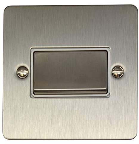 Flat Brushed Steel Fan Isolator Switch (White Insert/Satin Chrome Switch)
