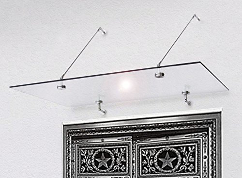 VEC15090TG: Glasvordach VSG 1500x900x13,52mm inkl. Befestigungssystem aus Edelstahl mit Titan-Beschichtung Gold