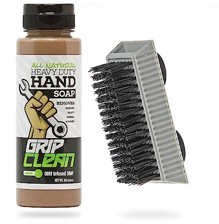 Grip Clean - Hand Cleanser & Powder Brush for Men - Stiff Bristles