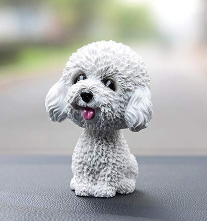 Fontee Auto Nette Nicken Schütteln Kopf Hund Puppe Verzierungen Auto Interieur Innendekoration Bobblehead Wackelkopf Dashboard Dekoration (Teddy Weiß)