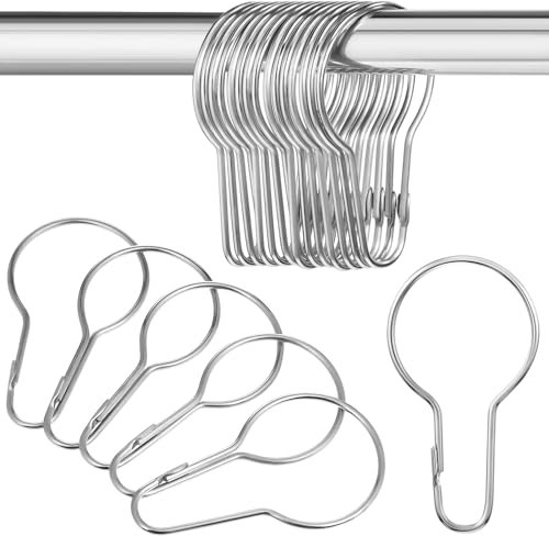 Healifty 20PCS 20pcs Vorhangring mit Clips Edelstahl Vorhangclips öffnete Gardinenringe Vorhangklammer für Vorhang Duschvorhang Gardinenhaken (Silberr)