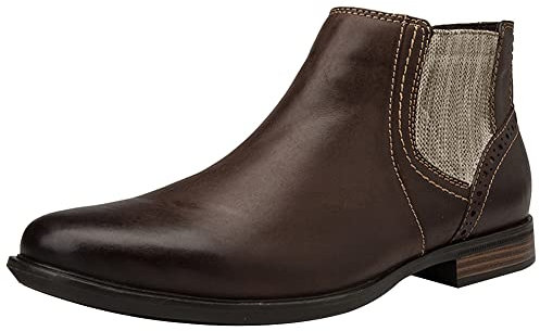 Jamron Uomo Vera Pelle Occidentale Vintage Chelsea Stivali Cerniera Lampo Stivaletti Caffè SN01752 EU44.5