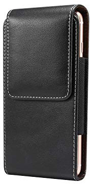 EXFEA Vertical Belt Case Holster Belt Case Genuine Leather for iPhone 11 12 Pro Max, Samsung Galaxy A51 A71 M31, Nokia 3.4, OnePlus North 8