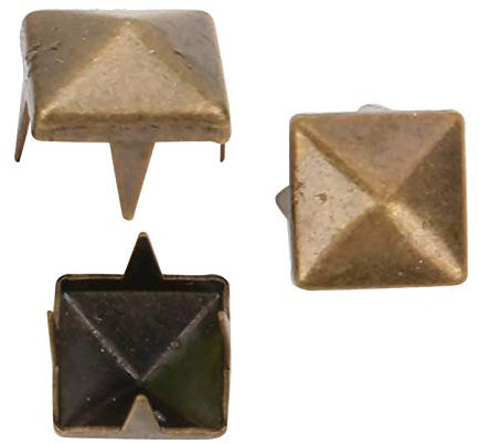 400 Sätze Vier Backen Vierkant Spike Nieten, DIY Leder Spike Nieten Quadratische Spike Nieten Tasche Nieten Lederbekleidung Schuhe Nieten(7mm Bronze)